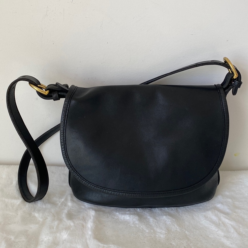 COACH Black Leather Fletcher Shoulder Bag #4150